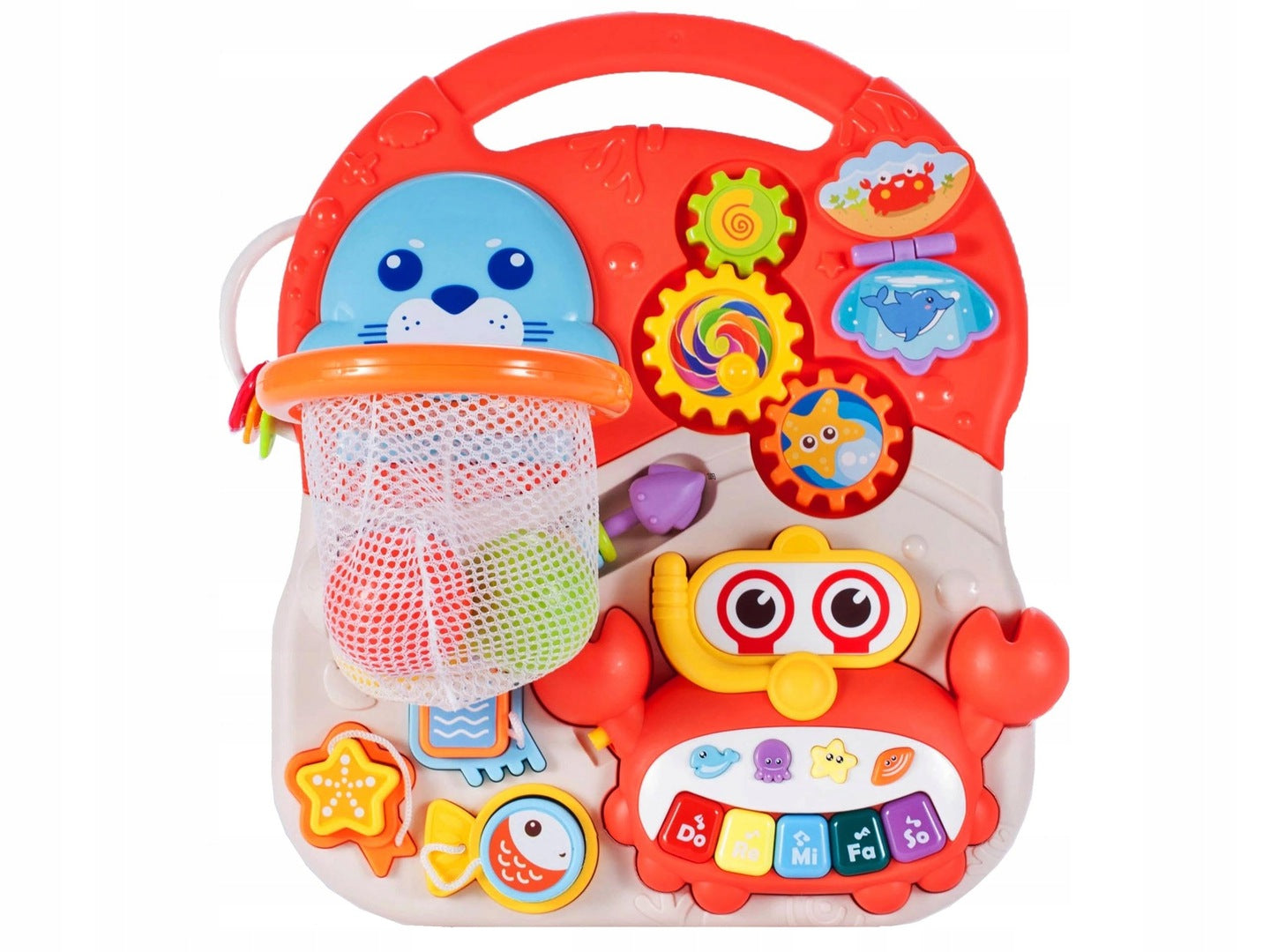 Antepremergator interactiv 5 in 1 Crab Rosu