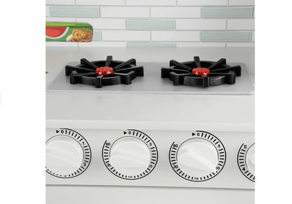 Bucatarie din lemn Nela cu frigider si cuptor, alb