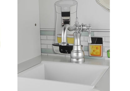 Bucatarie din lemn Nela cu frigider si cuptor, alb