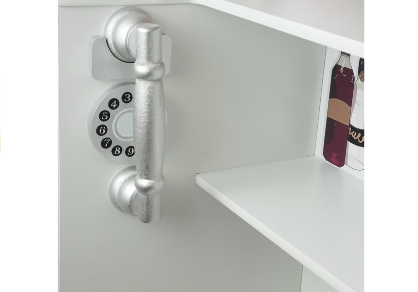 Bucatarie din lemn Nela cu frigider si cuptor, alb