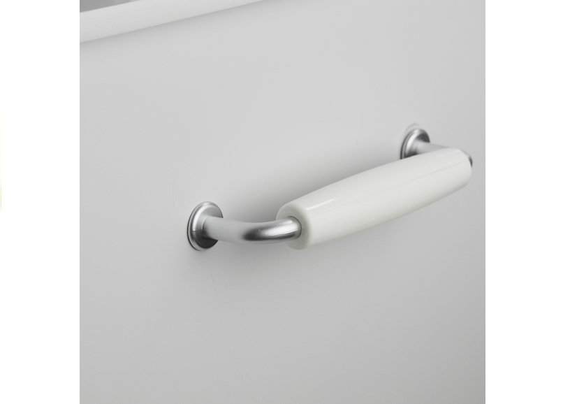 Bucatarie din lemn Nela cu frigider si cuptor, alb