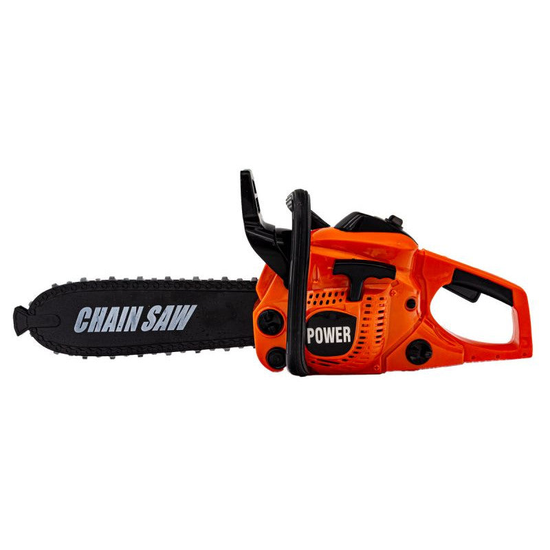 Set de joaca cu drujba si echipament de protectie, +3 ani, Portocaliu/Negru