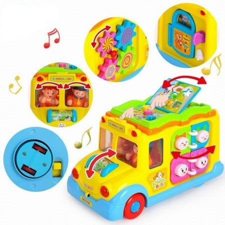 Jucarie Educativa Malplay, Autobuz scolar cu sunete si lumini, Multicolor
