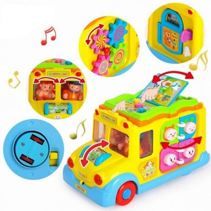 Jucarie Educativa Malplay, Autobuz scolar cu sunete si lumini, Multicolor