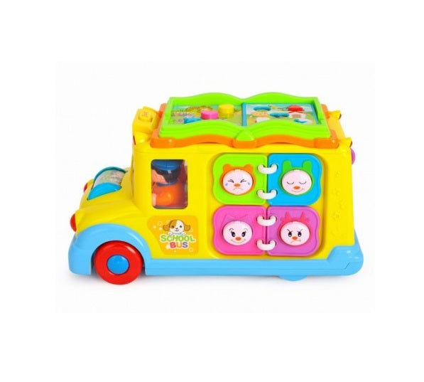 Jucarie Educativa Malplay, Autobuz scolar cu sunete si lumini, Multicolor