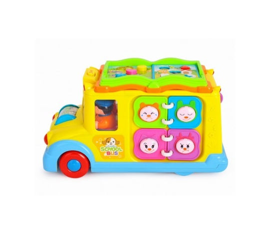 Jucarie Educativa Malplay, Autobuz scolar cu sunete si lumini, Multicolor