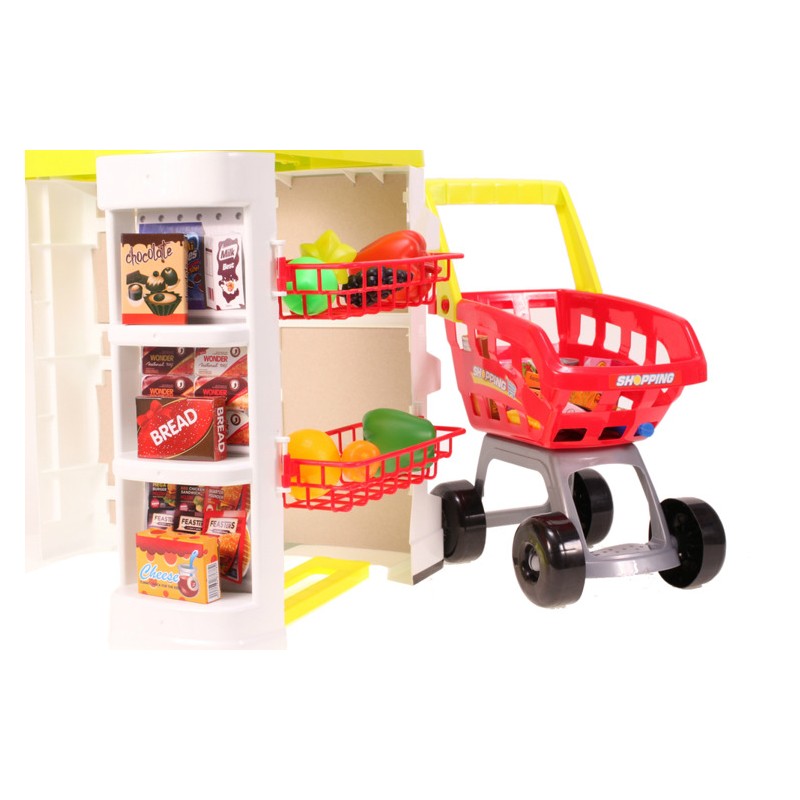 Set de joaca supermarket cu carucior MalPlay, 24 piese, casa de marcat, accesorii, sunete si lumini
