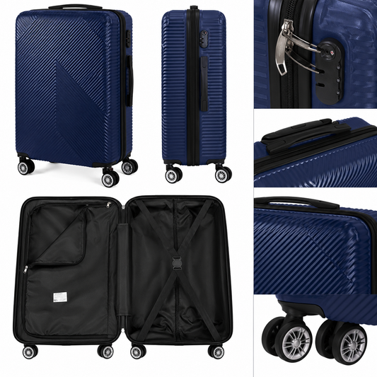 Set 3 Trolere-Valize de Calatorie idealSTORE, Mari, Medii, Mici, cu Roti Pivotante, Manere Reglabile Telescopice, Inchidere cu Cifru