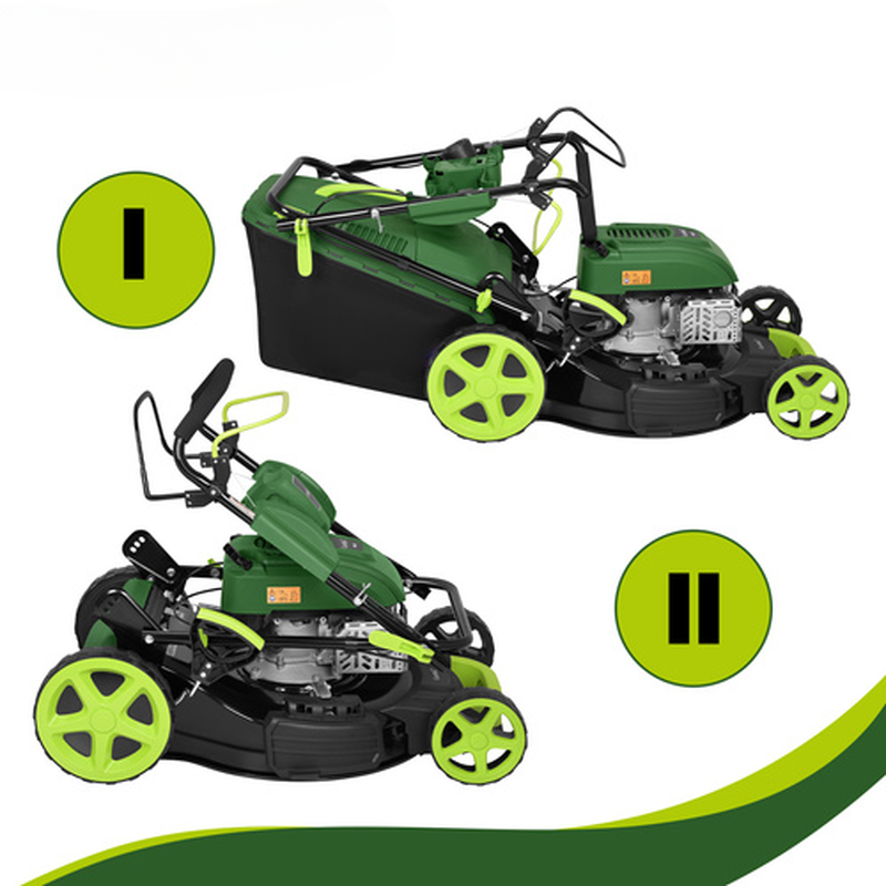 Masina de tuns gazonul pe benzina DriveXPro idealSTORE, Pornire manuala, Are 8 trepte de reglare, Autotractare 5.5 CP, Cos colector pentru iarba 60L, Latime taiere 508mm, Pornire usoara si utilizare simpla