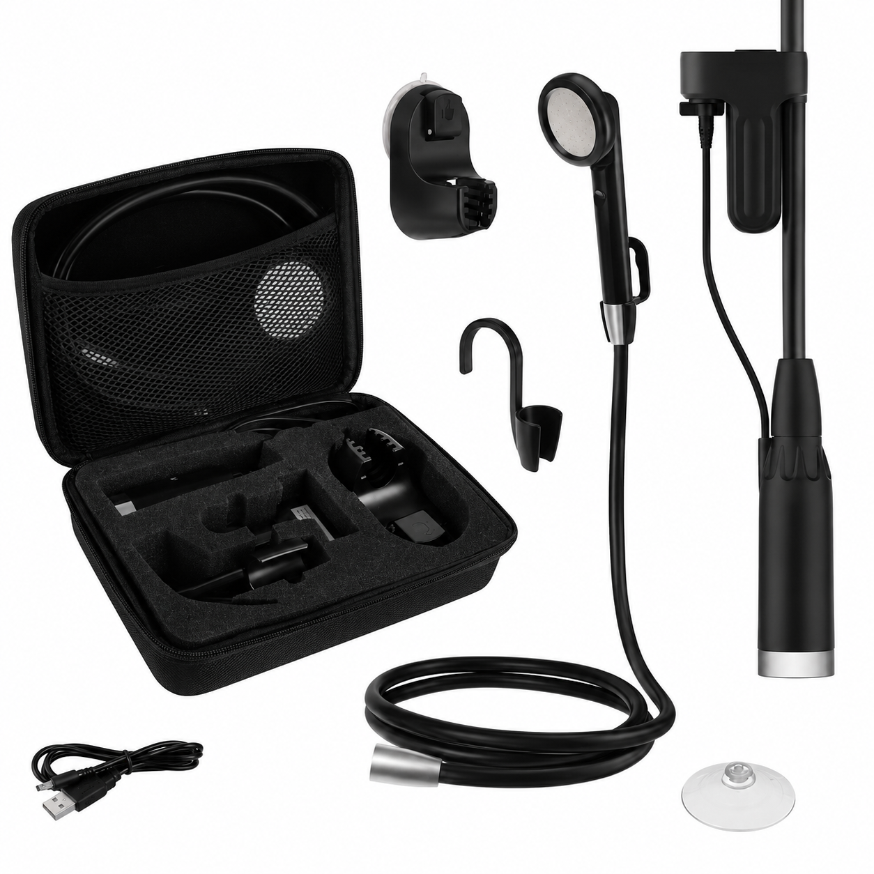 Dus portabil electric de calatorie idealSTORE, Incarcare Solara si prin USB, Autonomie 2200mAh