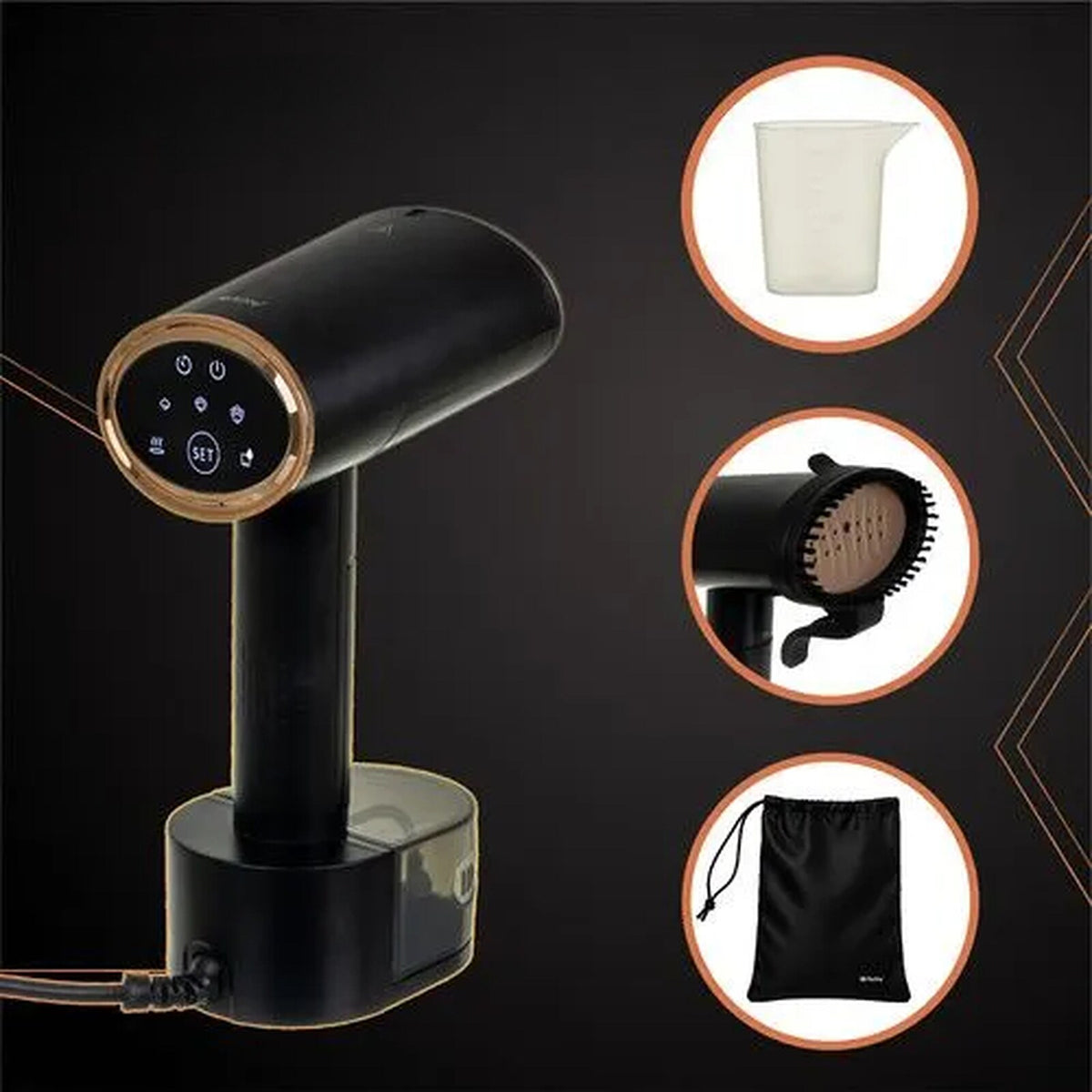 Aparat De Calcat Cu Abur idealSTORE, Putere 2000 W, Rezervor 300 ML, 3 Niveluri De Abur, Control Tactil, Calcare Verticala Si Orizontala, Oprire Automata, Accesoriu 2 in 1, Husa Inclusa