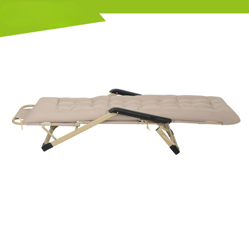 Sezlong pliabil bej de inalta calitate SummerVibe idealSTORE, Cadru metalic, Cu perna inclusa, Reglabil pe 3 trepte, Dimensiune 125x95x67.5 cm