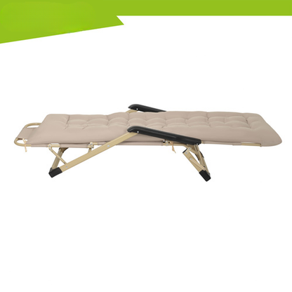 Sezlong pliabil bej de inalta calitate SummerVibe idealSTORE, Cadru metalic, Cu perna inclusa, Reglabil pe 3 trepte, Dimensiune 125x95x67.5 cm