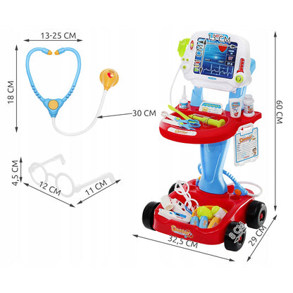 Set stand mobil pentru medic, aparat EKG si 18 accesorii, inaltime 60 cm