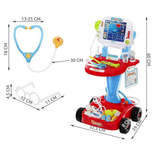 Set stand mobil pentru medic, aparat EKG si 18 accesorii, inaltime 60 cm