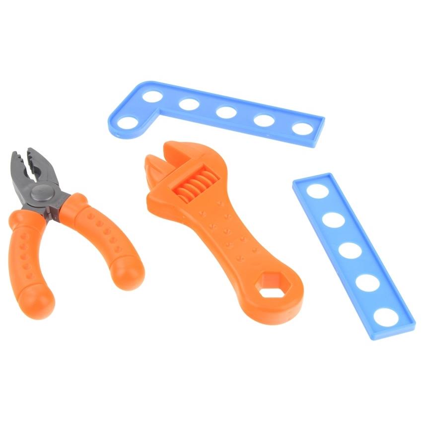 Banc de Lucru, Super Tools, Asamblat in Valiza Practica si Usor de Carat, 50 Accesorii +, Include Bormasina Functionala, Surubelnite, Ciocan, Fierastrau, 72 cm Inaltime, Albastru