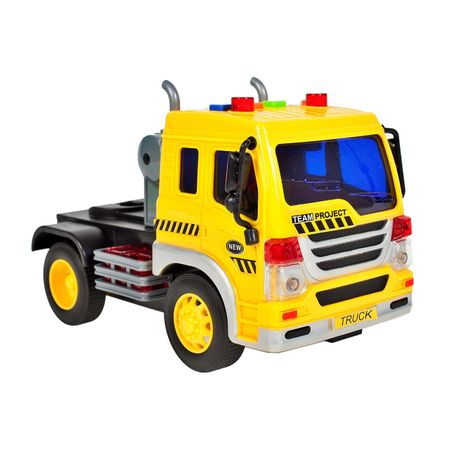 Masina Tir Lary Toys cu platforma cu 4 masinute pentru copii, incluse accesorii