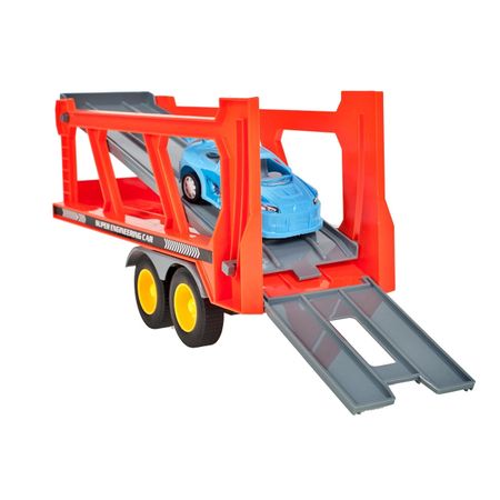 Masina Tir Lary Toys cu platforma cu 4 masinute pentru copii, incluse accesorii