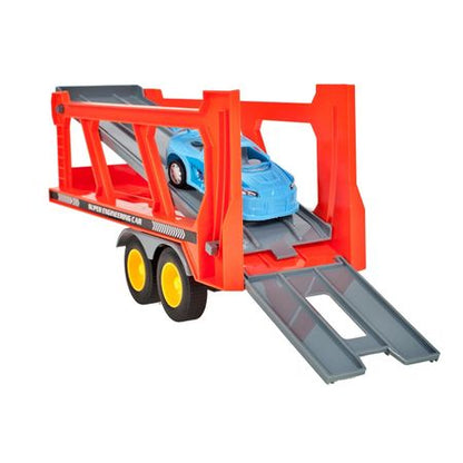 Masina Tir Lary Toys cu platforma cu 4 masinute pentru copii, incluse accesorii