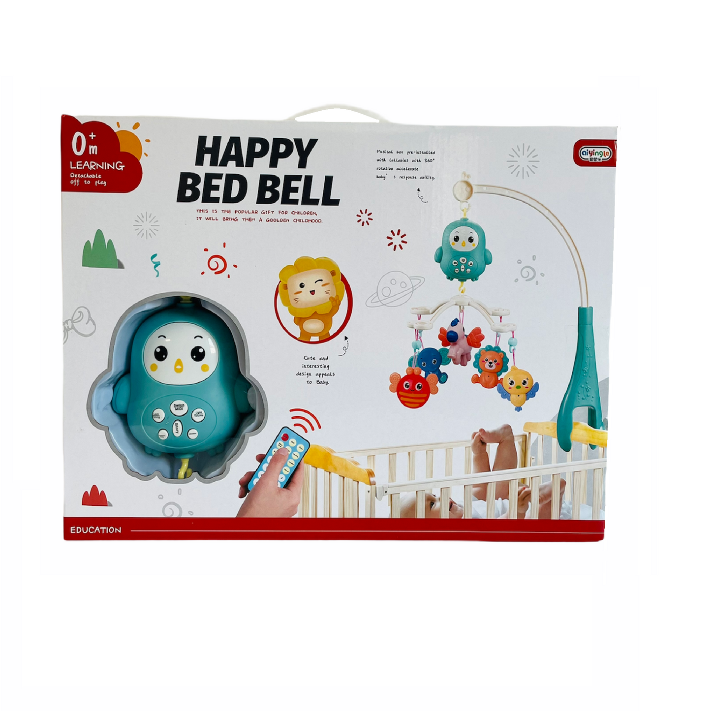 Carusel cu telecomanda pentru patut, poveste limba engleza, lumini, melodii