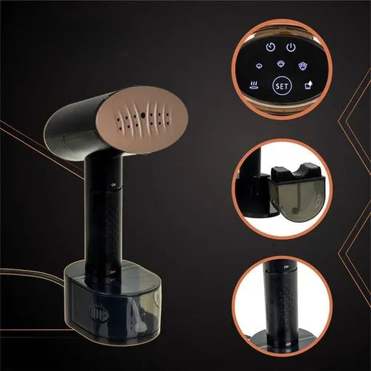Aparat De Calcat Cu Abur idealSTORE, Putere 2000 W, Rezervor 300 ML, 3 Niveluri De Abur, Control Tactil, Calcare Verticala Si Orizontala, Oprire Automata, Accesoriu 2 in 1, Husa Inclusa