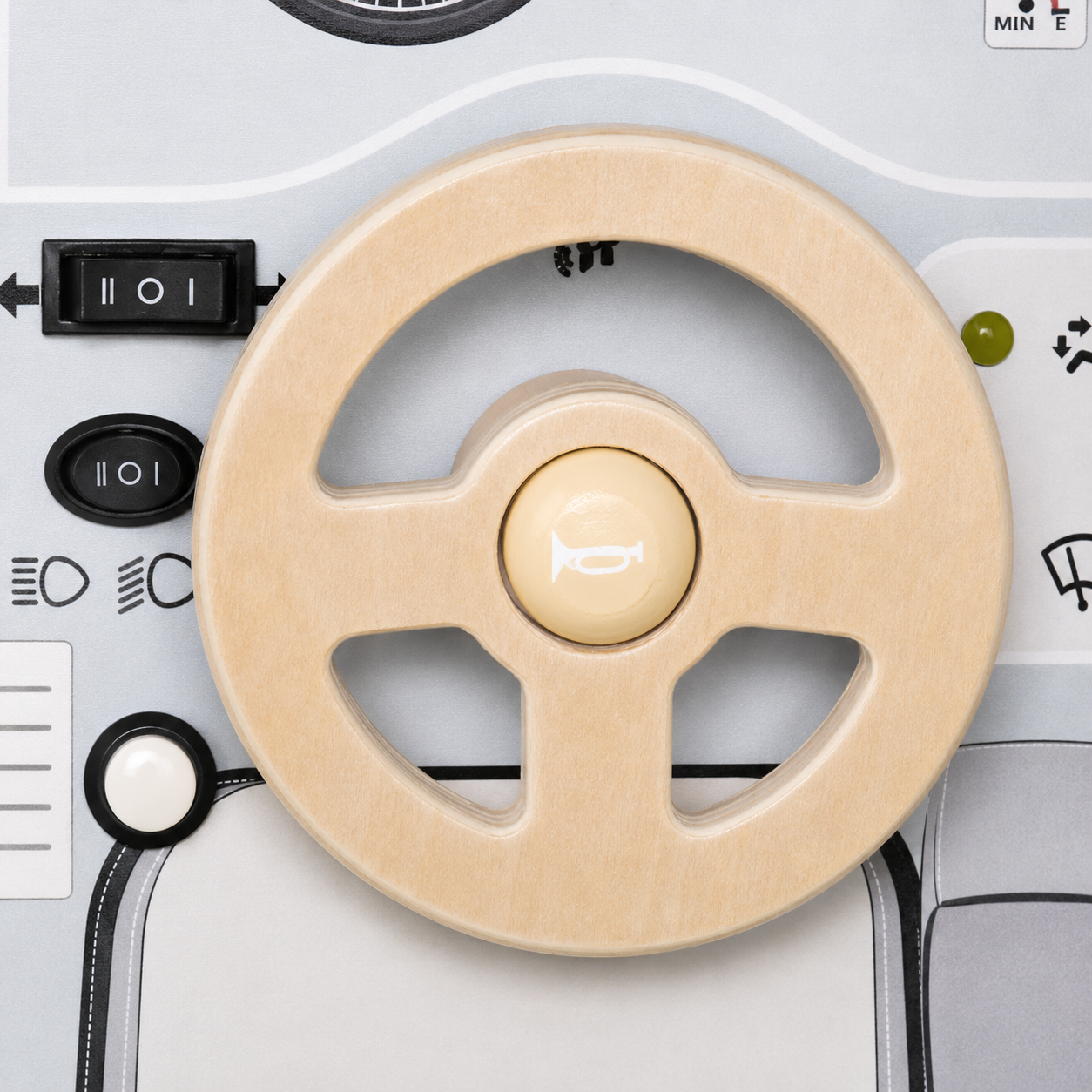 Panou interactiv auto din lemn idealSTORE, Dimensiune 29, 5 x 22 x 4 cm, Efecte sonore incorporate