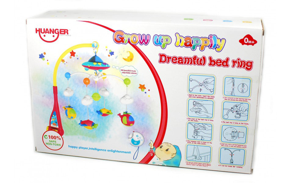 Carusel muzical cu telecomanda, zorzoane, volum reglabil, 108 melodii si proiectie lumini ( baterii ) - 7779A