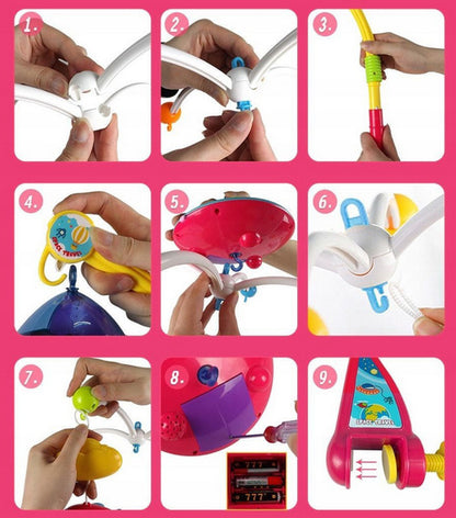 Carusel muzical cu telecomanda, zorzoane, volum reglabil, 108 melodii si proiectie lumini ( baterii ) - 7779A