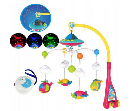 Carusel muzical cu telecomanda, zorzoane, volum reglabil, 108 melodii si proiectie lumini ( baterii ) - 7779A