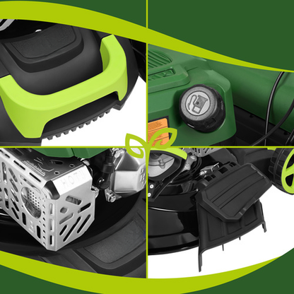 Masina de tuns gazonul pe benzina DriveXPro idealSTORE, Pornire manuala, Are 8 trepte de reglare, Autotractare 5.5 CP, Cos colector pentru iarba 60L, Latime taiere 508mm, Pornire usoara si utilizare simpla