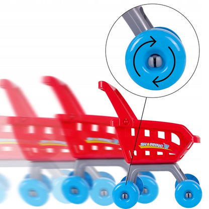 Set de joaca Supermarket realist cu Casa de marcat, Carucior mobil, Stand de vanzare, Cantar si Accesorii alimentare, 88 x 48 x 41 cm