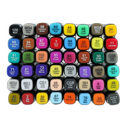 Set 48 markere colorate duble cu suport si geanta depozitare, varf subtire si gros 1/6 mm, cerneala pe baza de alcool, SOLLUXE