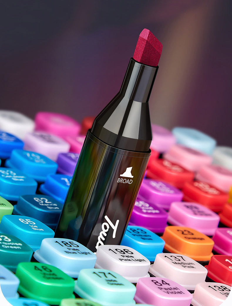 Set 48 markere colorate duble cu suport si geanta depozitare, varf subtire si gros 1/6 mm, cerneala pe baza de alcool, SOLLUXE