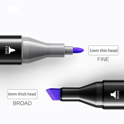 Set 48 markere colorate duble cu suport si geanta depozitare, varf subtire si gros 1/6 mm, cerneala pe baza de alcool, SOLLUXE