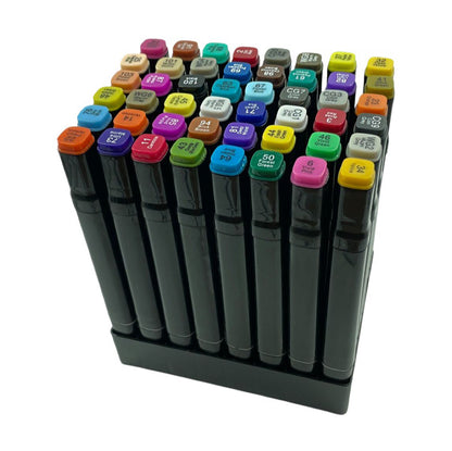 Set 48 markere colorate duble cu suport si geanta depozitare, varf subtire si gros 1/6 mm, cerneala pe baza de alcool, SOLLUXE