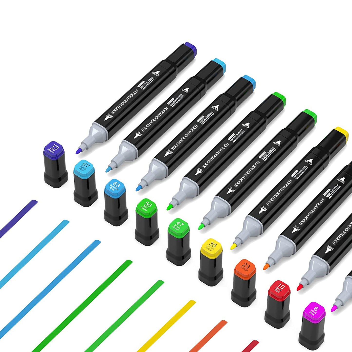 Set 48 markere colorate duble cu suport si geanta depozitare, varf subtire si gros 1/6 mm, cerneala pe baza de alcool, SOLLUXE