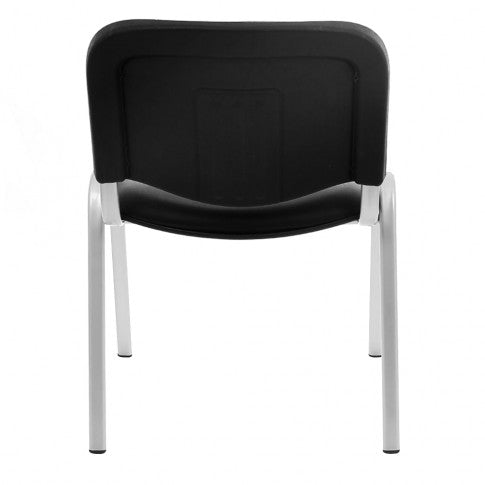 Scaun vizitator idealSTORE Alesia cadru de otel, tapiterie din imitatie de piele neagra, greutate maxima admisa 120 kg aspect clasic, usor de intretinut