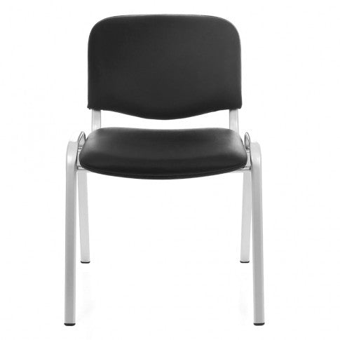 Scaun vizitator idealSTORE Alesia cadru de otel, tapiterie din imitatie de piele neagra, greutate maxima admisa 120 kg aspect clasic, usor de intretinut