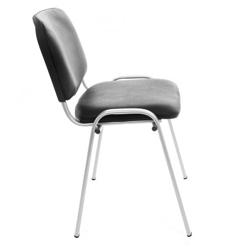 Scaun vizitator idealSTORE Alesia cadru de otel, tapiterie din imitatie de piele neagra, greutate maxima admisa 120 kg aspect clasic, usor de intretinut