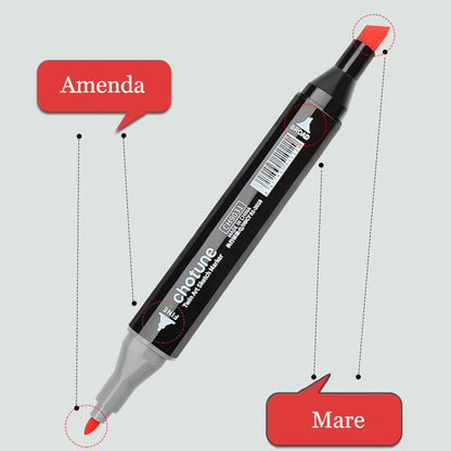 Set 80 markere BYONDSELF, 2 capete subtire si gros, 1mm si 6mm, cu geanta de depozitare, multicolore