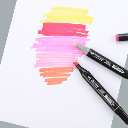 Set 80 markere BYONDSELF, 2 capete subtire si gros, 1mm si 6mm, cu geanta de depozitare, multicolore