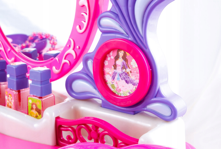 Jucarie Set 2 in 1 Masuta de toaleta, KINDERPLAY pentru copii, cu accesorii 62 x 33 x 64 cm, roz