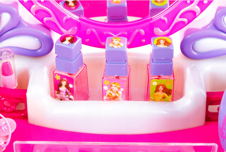 Jucarie Set 2 in 1 Masuta de toaleta, KINDERPLAY pentru copii, cu accesorii 62 x 33 x 64 cm, roz