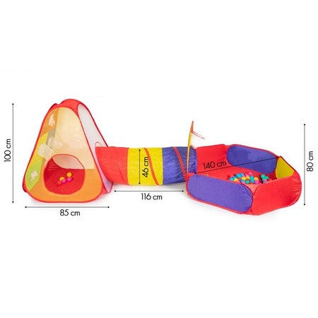 Cort Iplay cu Tunel, Bazin si 100 bile din Plastic, multicolor