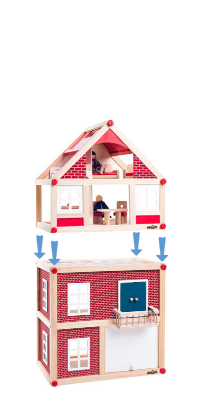 Casa de papusi din lemn cu mobilier si papusi, Woodyland