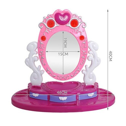 Set Masuta de toaleta muzicala, Credit 2002, cu oglinda si accesorii, Versiune desktop, roz, 20 piese