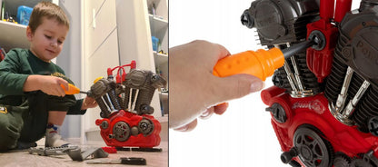 Jucarie interactiva motor de masina MotorPower cu cheie pornire, lumini LED, sunete si scule