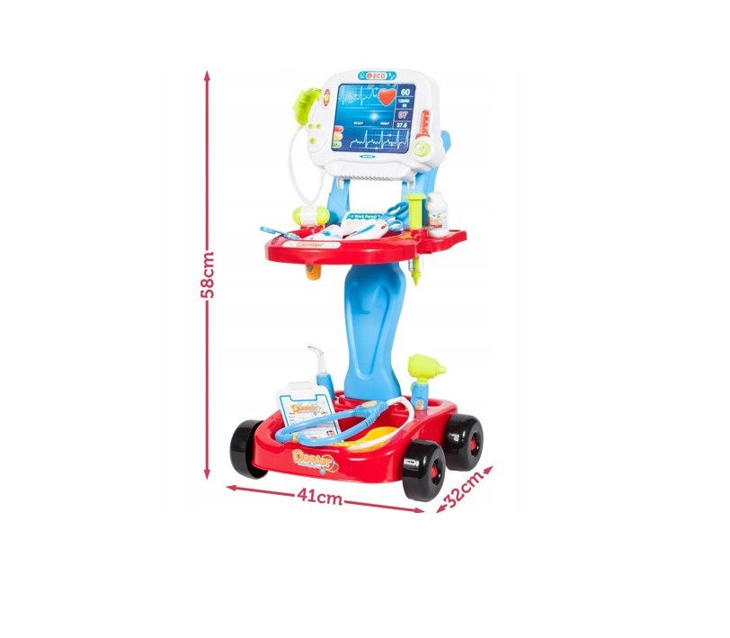 Joc de rol Micul Doctor interactiv cu accesorii medicale si panou EKG, set medical copii