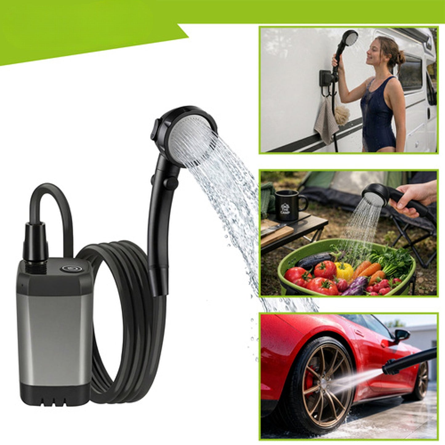 Dus portabil electric de calatorie idealSTORE, Baterie incorporata, Incarcare prin USB, Autonomie 6000mAh