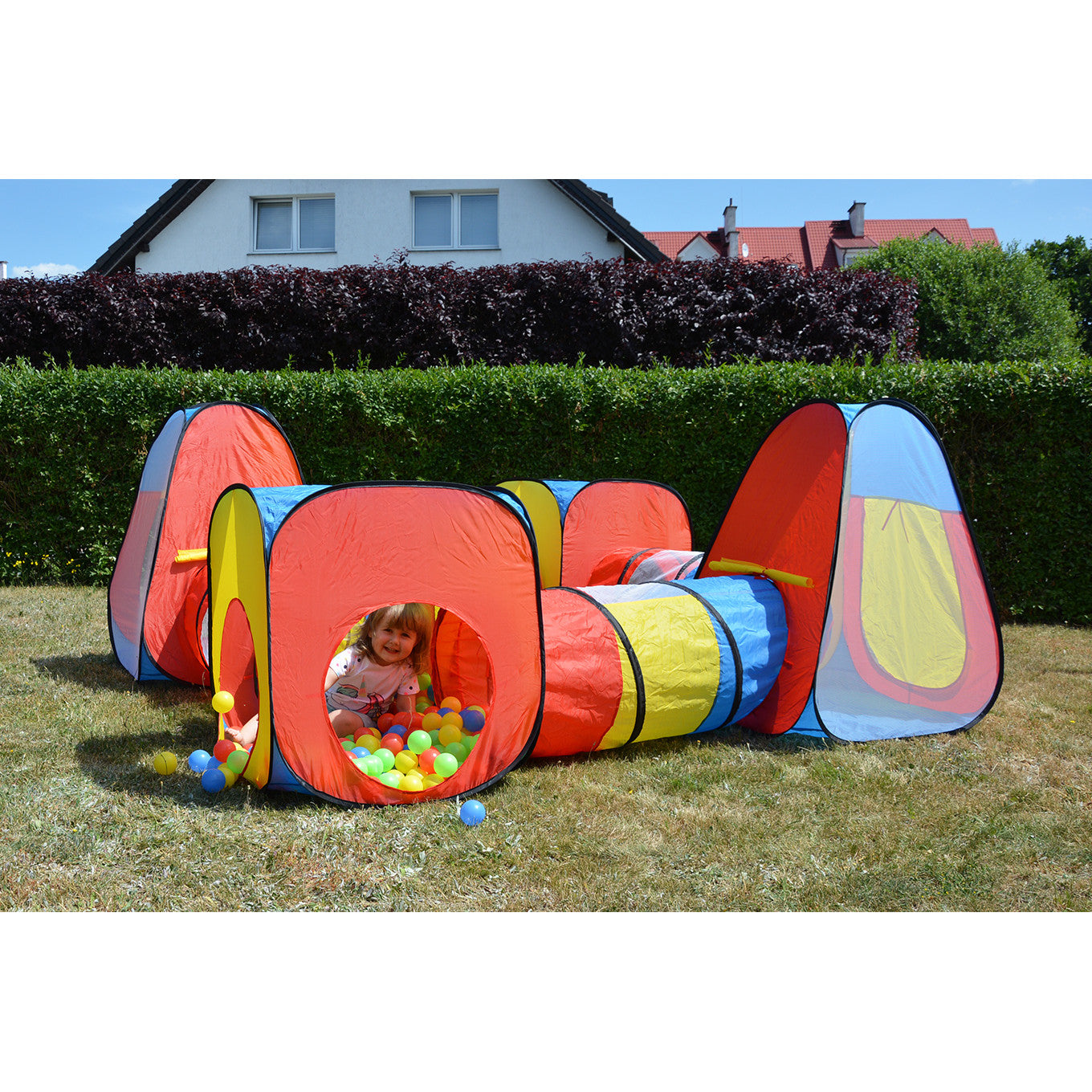 Cort pentru copii, 8 in 1, Material textil, multicolor, 100 bile